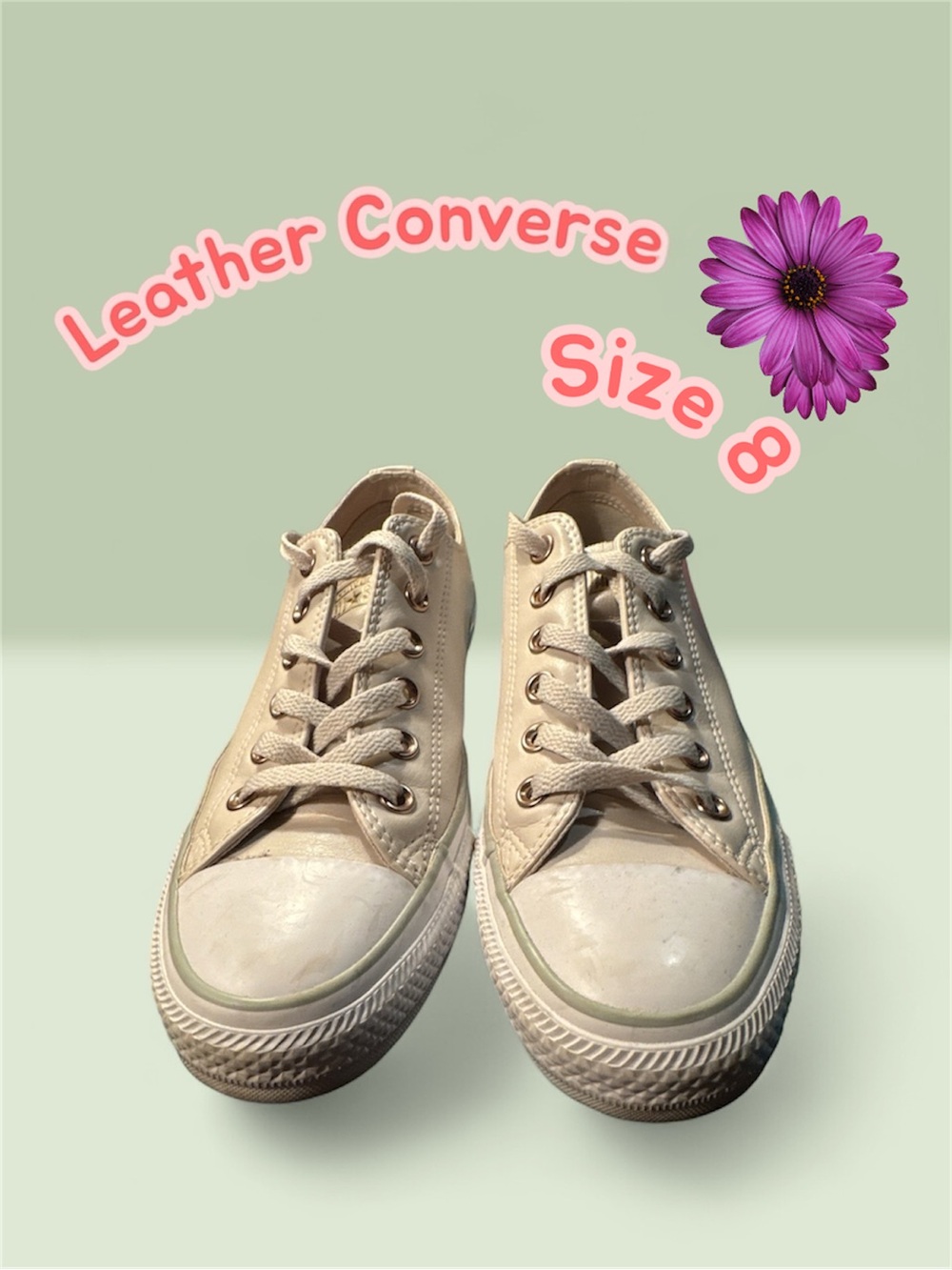 Converse Women's Leather Low-Top Sneakers in Cream